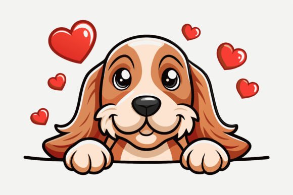 An Illustration of Warmth: The Cute Puppy Holding a Red Heart