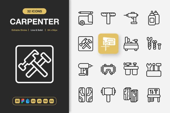 Carpenter Icons: Minimalist Design for Every Project