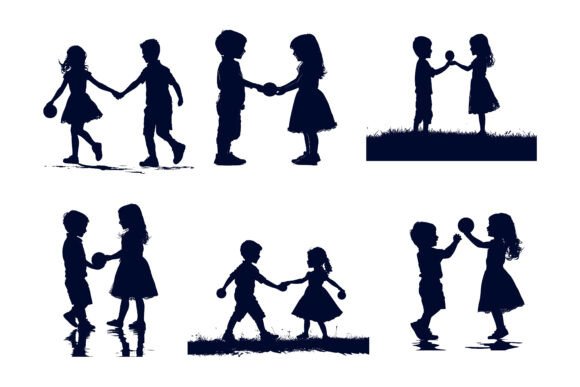 Children Playing in Nature: Joyful Vector Illustrations