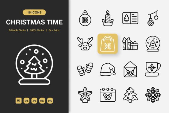 Christmas Time Outline Icons: Elevate Your Seasonal Projects