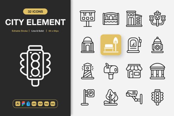 City Element Icons: A Comprehensive Icon Set Evaluation