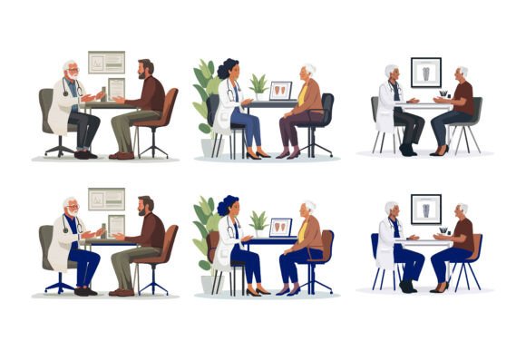 Doctor Talking with an Old Patient: A Versatile Illustration for Clearer Healthcare Communication