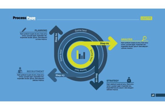 Four Steps Circles Process Chart Slide T: The Power of Visual Process Communication