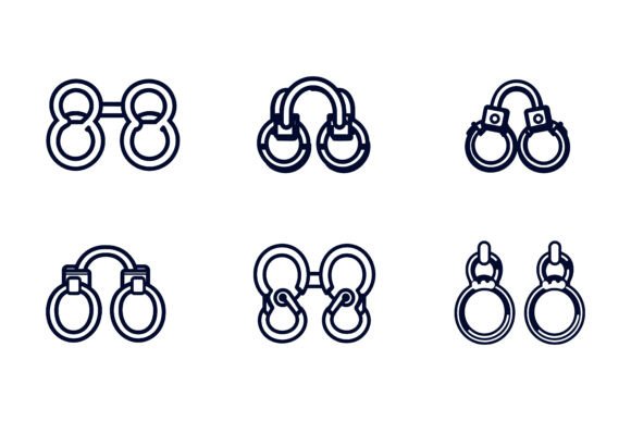 Large Set of Handcuff Icons: Precision Tools for Creative Projects