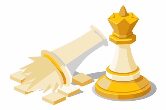 The Strategic Elegance of Gold Chess King and Queen Illustration Sets