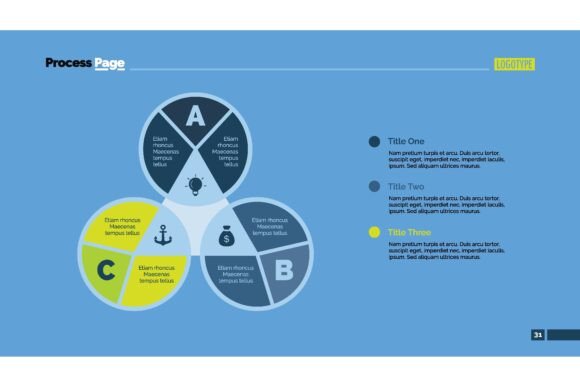 Three Letters Process Chart Slide Template Guide