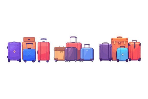 Understanding the Versatility of A Set of Different Travel Bags through Digital Illustration Collections