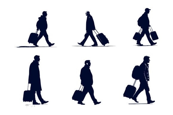 When Movement Tells a Story: Working with People with Luggage Walking Illustrations
