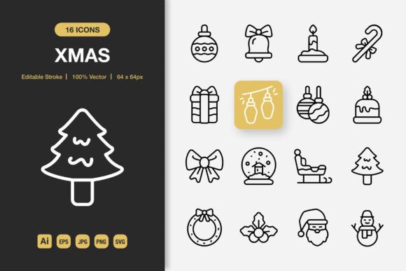 XMAS Outline Icons: Streamlining Your Holiday Design Projects